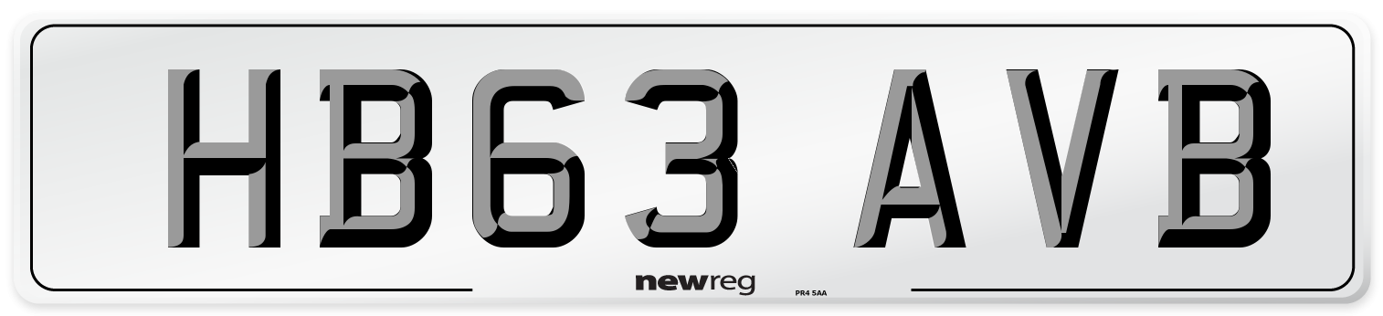 HB63 AVB Number Plate from New Reg